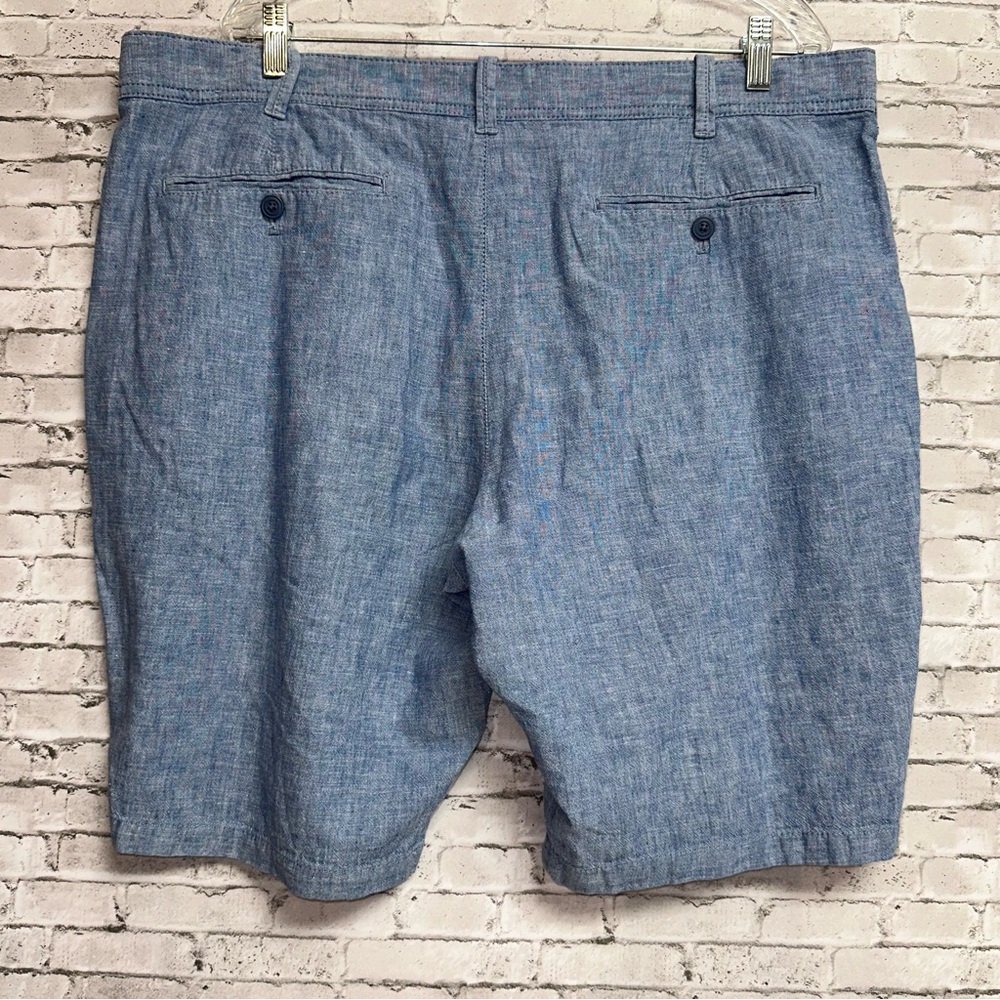 Express Size 38 Men's Linen Blend Shorts Classic Fit Blue Pockets Dress Casual - Picture 2 of 7